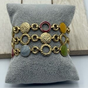 Elegant Gold tone Multi-Color Chain Bracelet